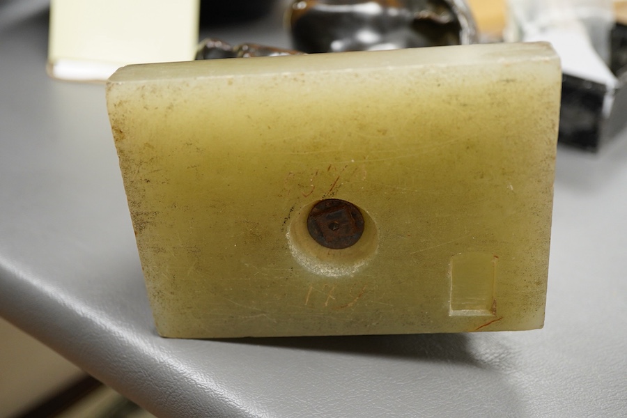 Jean-Antoine Injalbert (1845-1933) - patinated bronze portrait bust, on green onyx base, 20cm